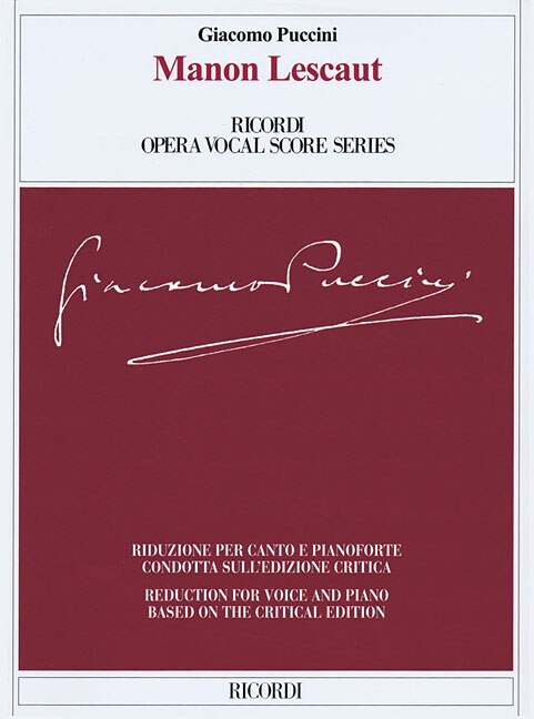 Couverture_Manon Lescaut Ricordi Opera Vocal Score Series