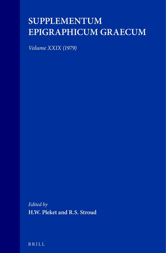 Front cover_Supplementum Epigraphicum Graecum, Volume XXIX (1979)