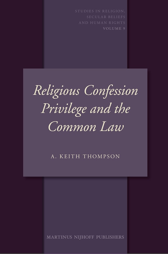 Couverture_Religious Confession Privilege and the Common Law
