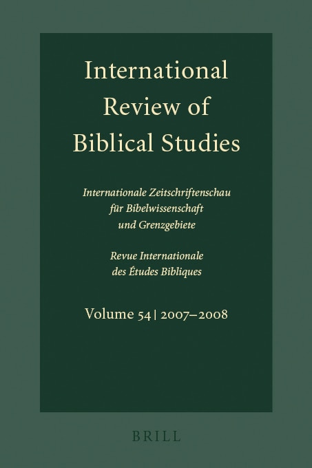 Couverture_International Review of Biblical Studies, Volume 54 (2007-2008)