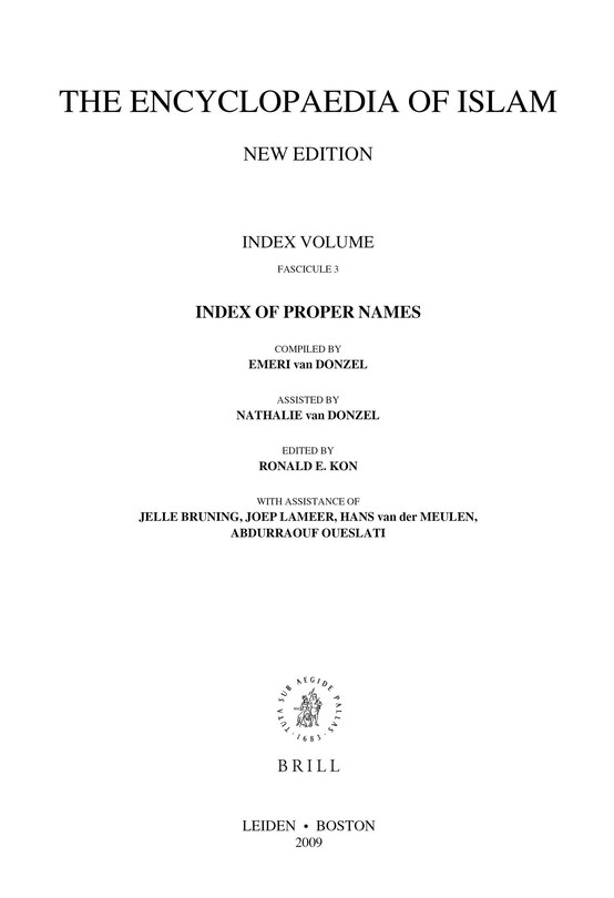 Front cover_Encyclopaedia of Islam, Index of Proper Names