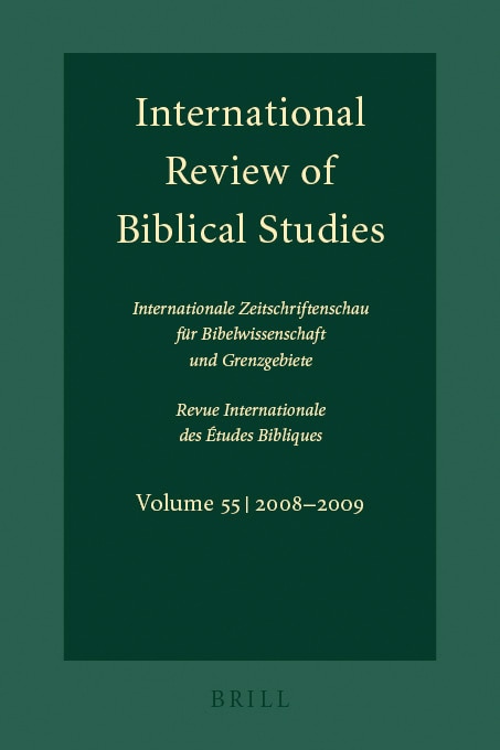 Couverture_International Review of Biblical Studies, Volume 55 (2008-2009)