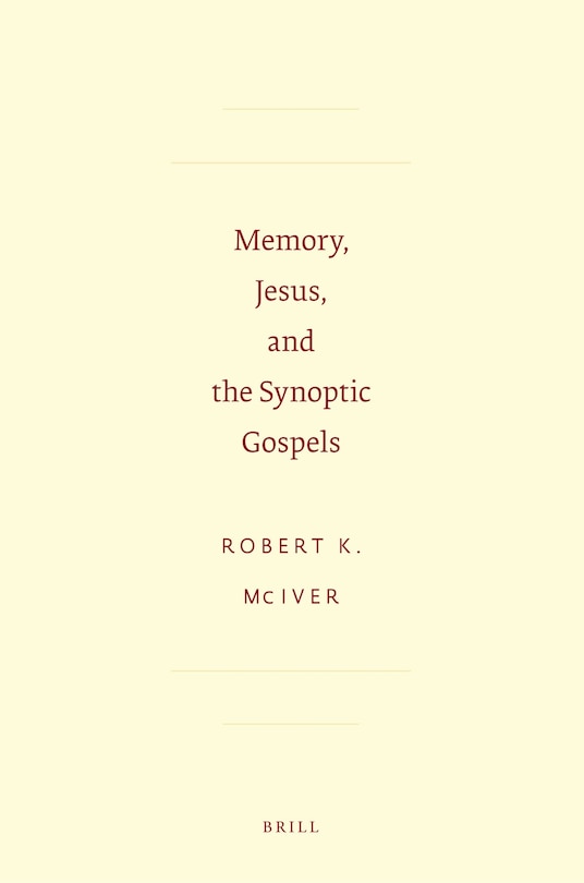 Couverture_Memory, Jesus, and the Synoptic Gospels