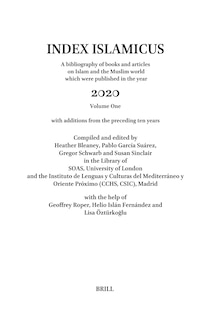 Couverture_Index Islamicus Volume 2020 Volume 1