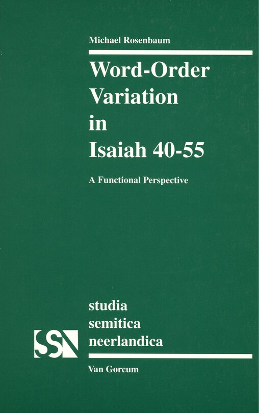 Front cover_Word-order Variation in Isaiah 40-55