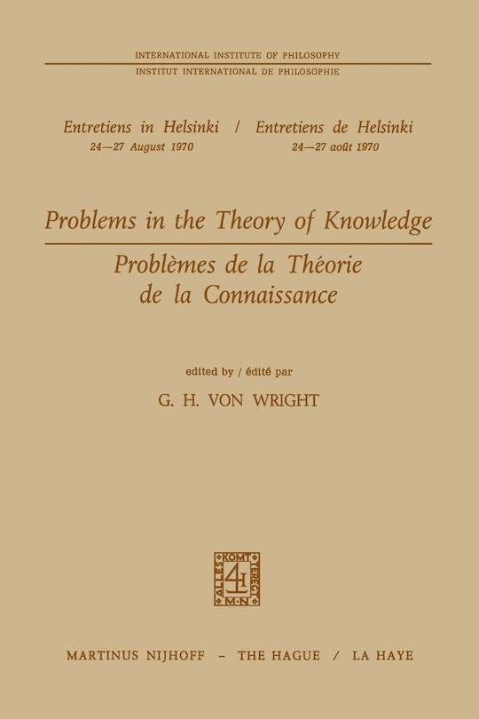 Front cover_Problems in the Theory of Knowledge / Problèmes de la théorie de la connaissance