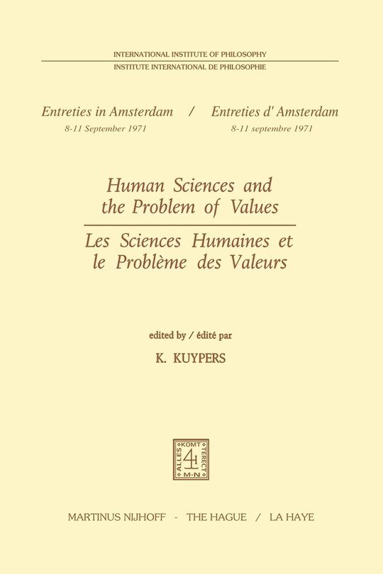Front cover_Human Sciences and the Problem of Values / Les Sciences Humaines et le Problème des Valeurs