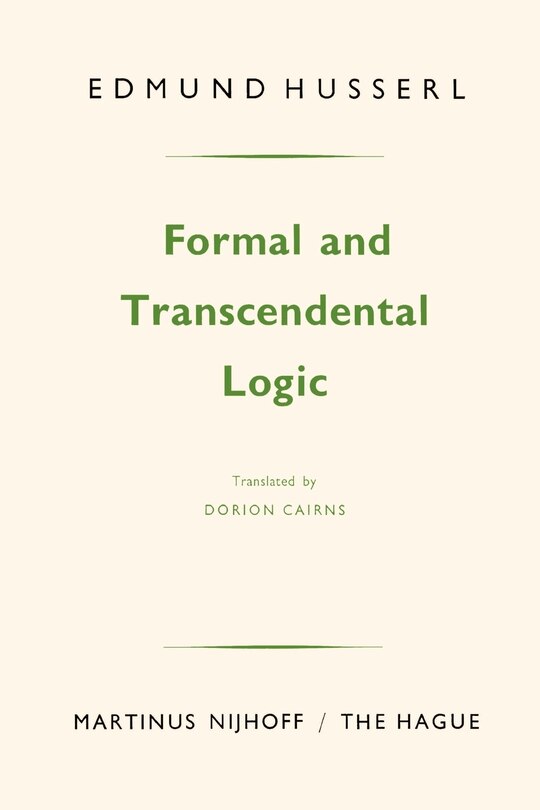 Front cover_Formal And Transcendental Logic