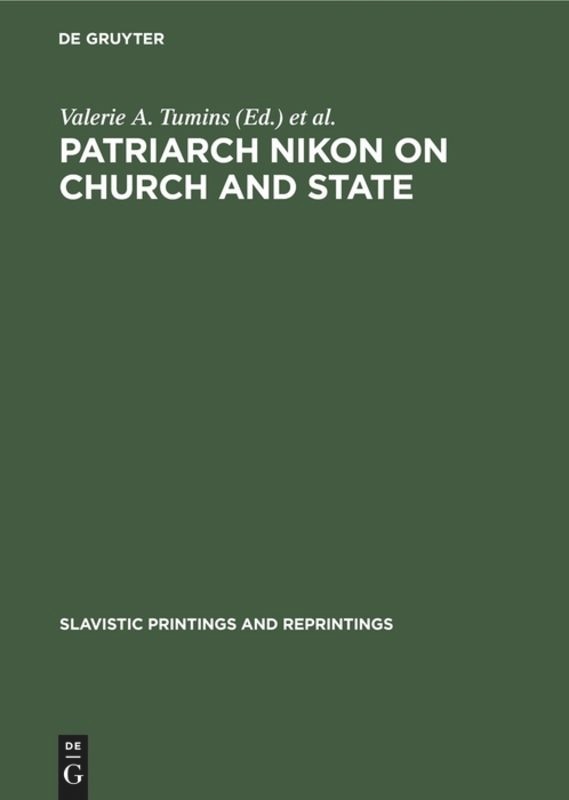 Couverture_Patriarch Nikon on Church and State