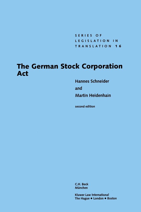 Couverture_The German Stock Corporation Act, Second Edition