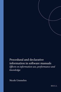 Couverture_Procedural and declarative information in software manuals