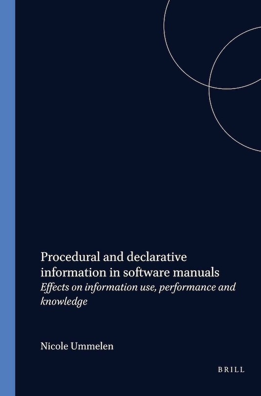 Couverture_Procedural and declarative information in software manuals