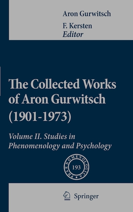Front cover_The Collected Works of Aron Gurwitsch (1901-1973)