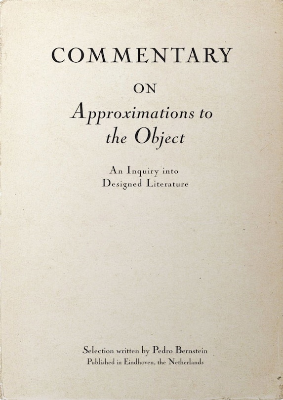 Front cover_Commentary on Approximations to the Object