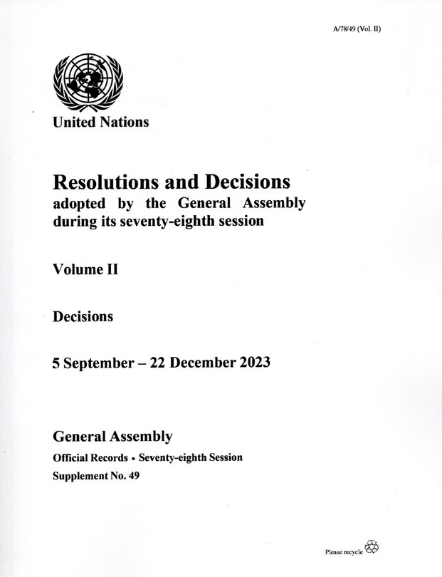 Front cover_Resolutions and Decisions adopted by the General Assembly During its Seventy-eighth Session