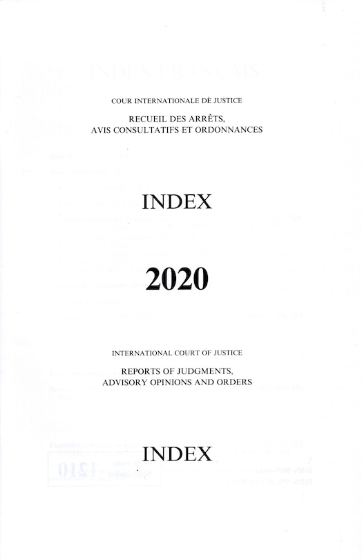 Reports of Judgments, Advisory Opinions and Orders: 2020 Index Reports