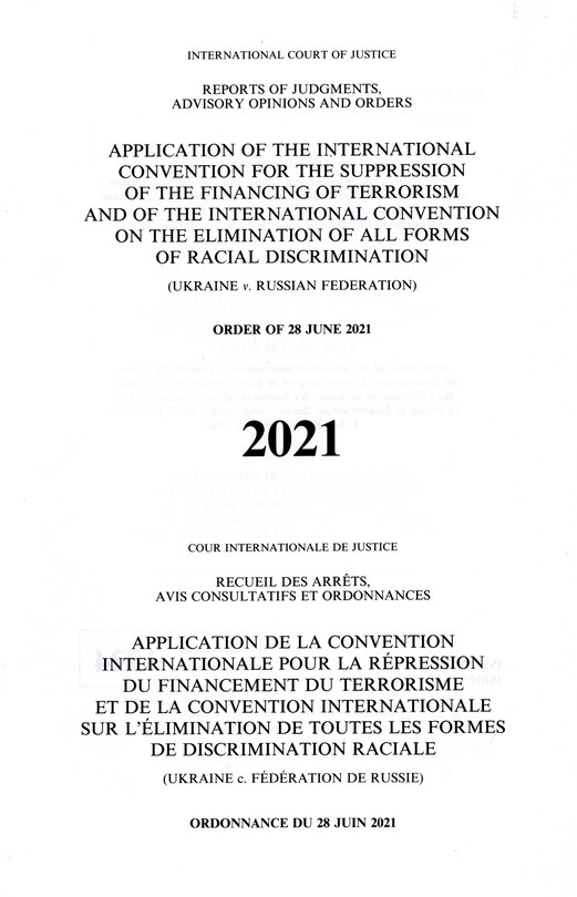 Front cover_Application of the International Convention for the Suppression of the Financing of Terrorism and of the International Convention on the Elimination of All Forms of Racial Discrimination (Ukraine v. Russian Federation)