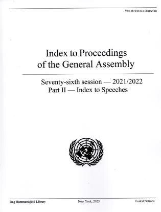 Front cover_Index to Proceedings of the General Assembly 2021/2022