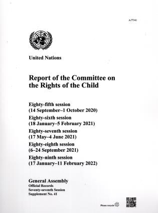 Front cover_Report of the Committee on the Rights of the Child 77th