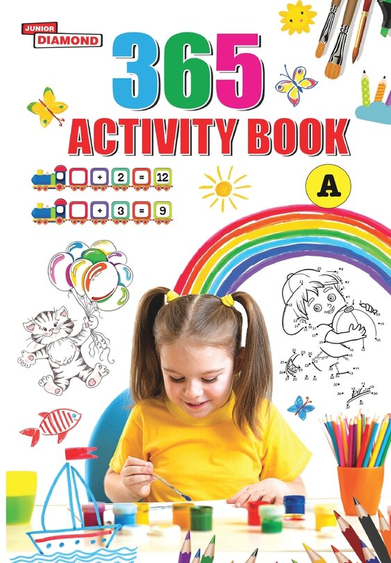Front cover_365 Activity Book for Kids Match the Pair, Find the Difference, Puzzles, Crosswords, Join the Dots, Colouring, Drawing and Brain Teasers