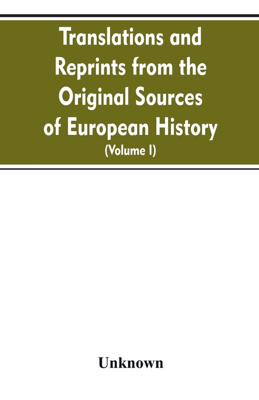 Couverture_Translations and reprints from the original sources of European history (Volume I)