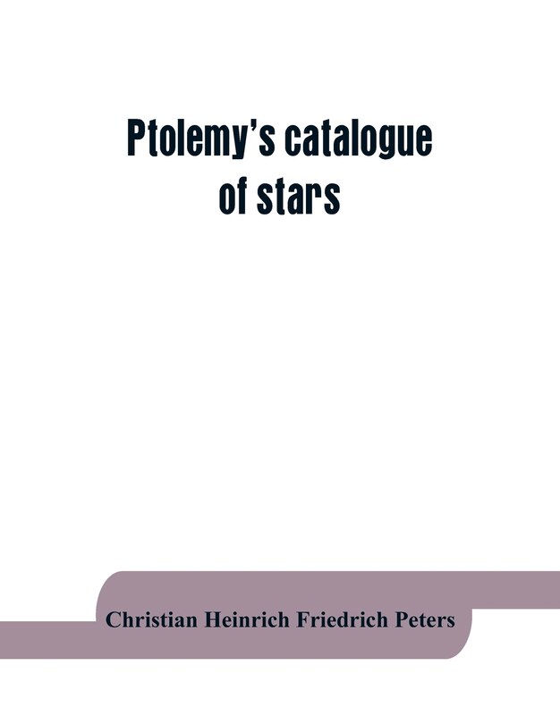 Front cover_Ptolemy's catalogue of stars