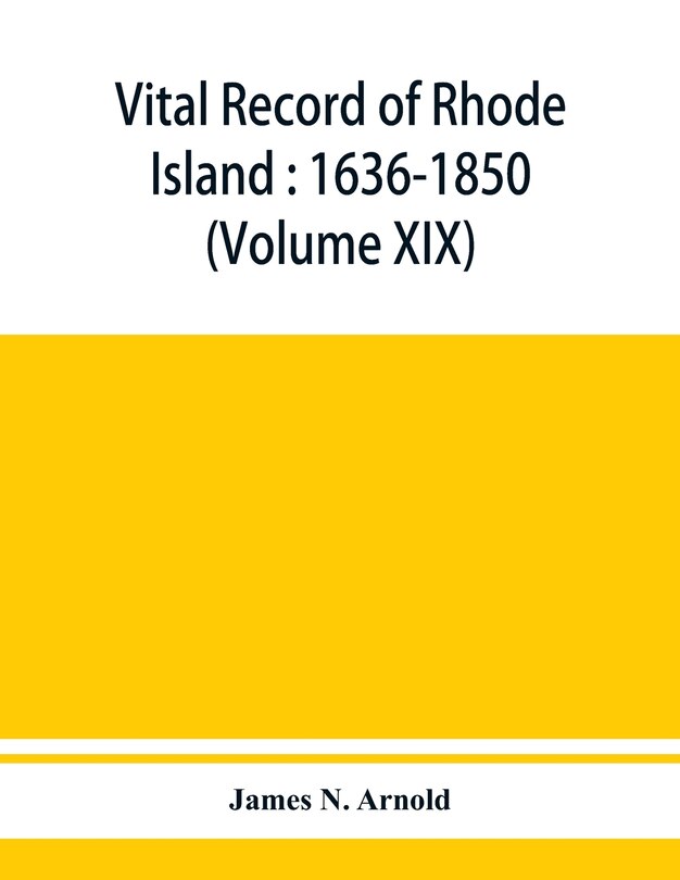 Front cover_Vital Record Of Rhode Island