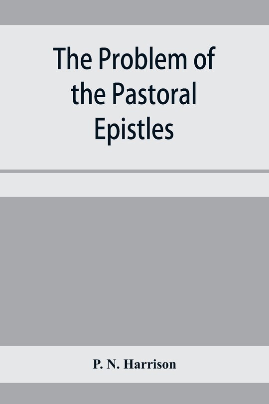 Couverture_The problem of the Pastoral epistles