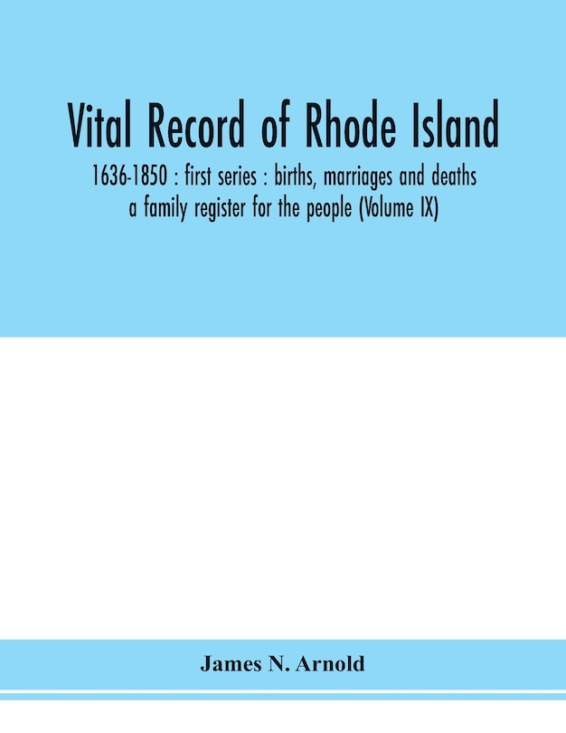 Front cover_Vital record of Rhode Island