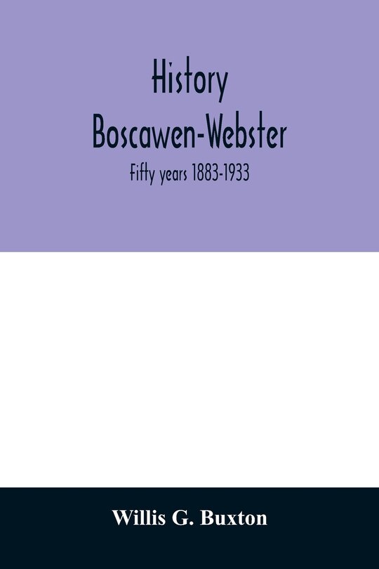 Front cover_History Boscawen-Webster