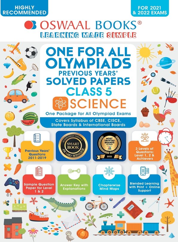 Couverture_Oswaal One for All Olympiad Previous Years Solved Papers, Class-5 Science Book (For 2021-22 Exam)