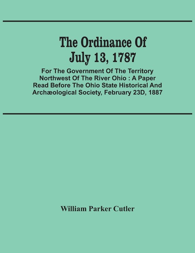 Couverture_The Ordinance Of July 13, 1787
