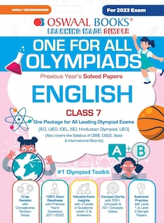 Front cover_Oswaal One For All Olympiad Previous Years' Solved Papers, Class-7 English Book (For 2023 Exam)
