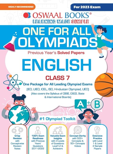Front cover_Oswaal One For All Olympiad Previous Years' Solved Papers, Class-7 English Book (For 2023 Exam)