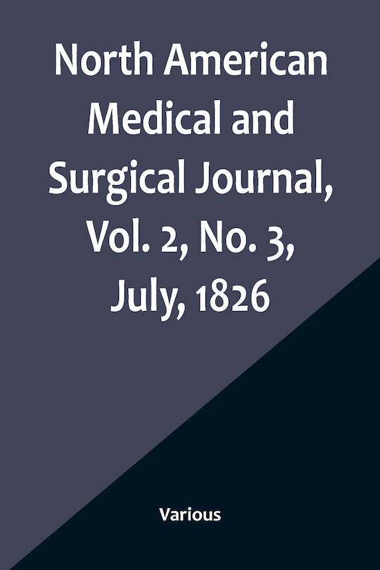 Couverture_North American Medical and Surgical Journal, Vol. 2, No. 3, July, 1826