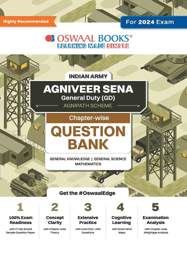 Couverture_Oswaal Indian Army Agniveer Sena General Duty (GD) (Agnipath Scheme ) Question Bank Chapterwise Topic-wise for General Knowledge General Science Mathematics For 2024 Exam