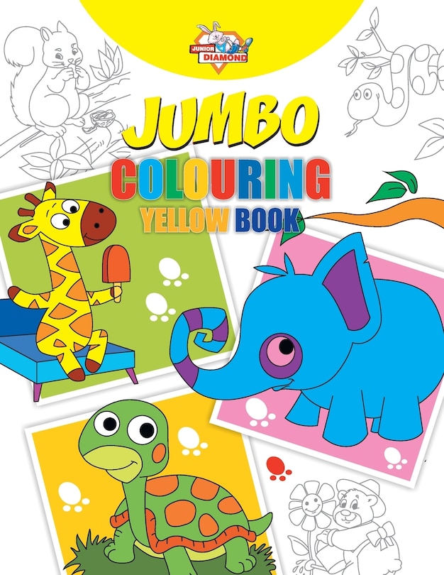 Couverture_Jumbo Colouring Yellow Book for 4 to 8 years old Kids Best Gift to Children for Drawing, Coloring and Painting