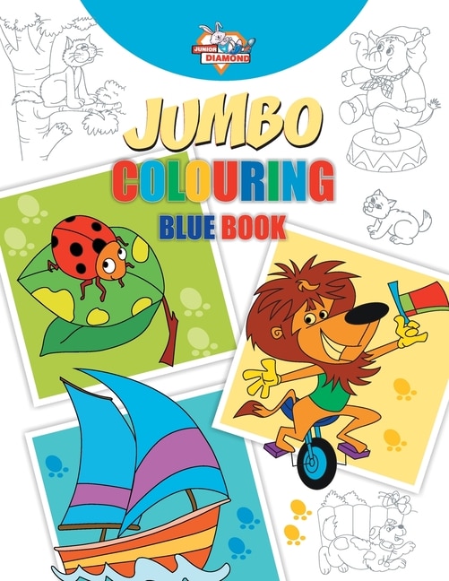 Couverture_Jumbo Colouring Blue Book for 4 to 8 years old Kids Best Gift to Children for Drawing, Coloring and Painting