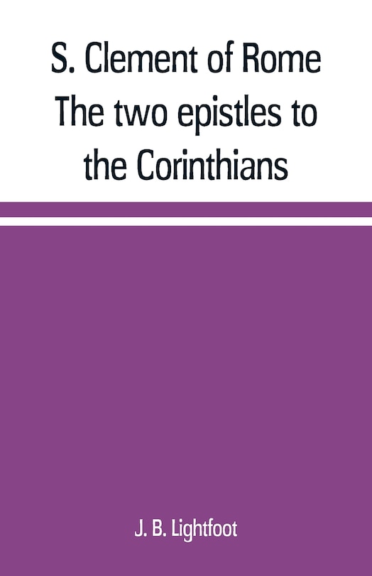 Couverture_S. Clement of Rome The two epistles to the Corinthians