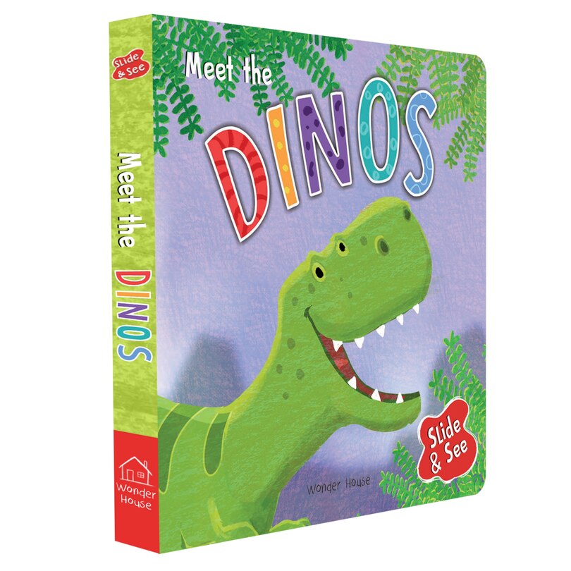 Front cover_Slide And See - Meet The Dinos : Sliding Novelty Board Book For Kids