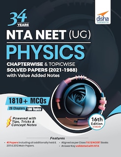 Couverture_34 Years NTA NEET (UG) PHYSICS Chapterwise & Topicwise Solved Papers (2021 - 1988) with Value Added Notes 16th Edition
