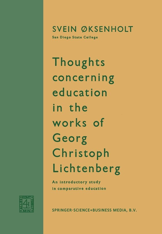 Couverture_Thoughts Concerning Education In The Works Of Georg Christoph Lichtenberg