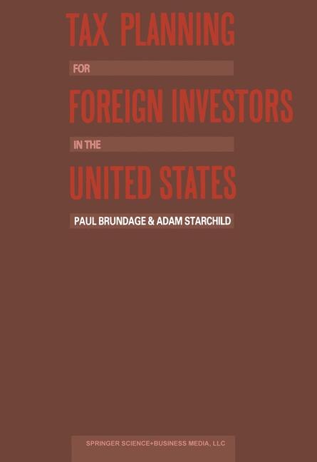 Front cover_Tax Planning for Foreign Investors in the United States