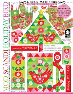 Mod Scandi Holiday Bird Cut-n-Make Book: Scandinavian Christmas Paper Crafts in Mod Folksy Style on Gift Bags, Wraps, Tags and Cards