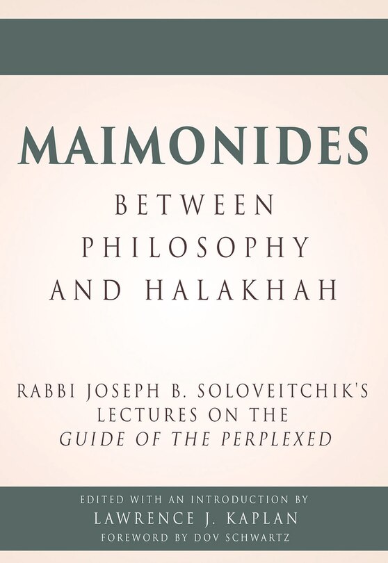Couverture_Maimonides &ndash; Between Philosophy and Halakhah