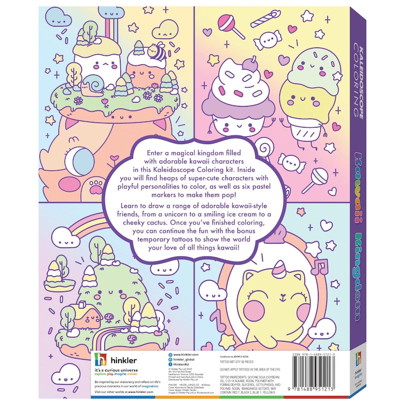 Couverture arrière_Kaleidoscope Coloring Kit Kawaii Kingdom