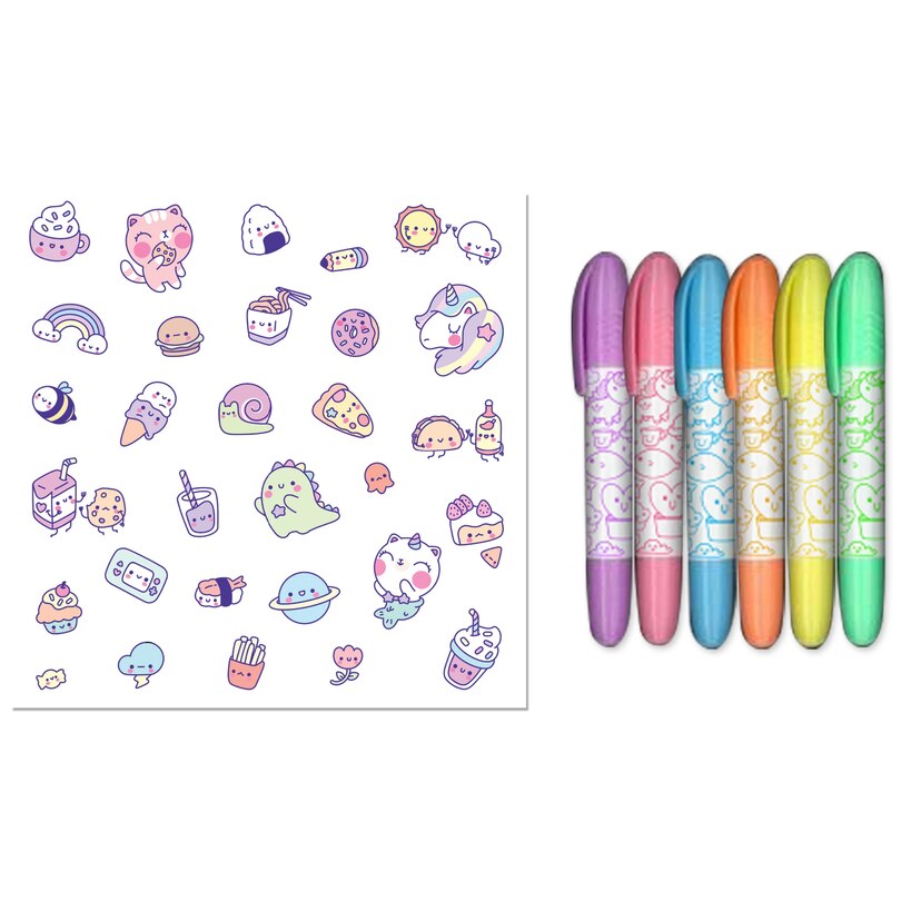 Aperçu du contenu_Kaleidoscope Coloring Kit Kawaii Kingdom