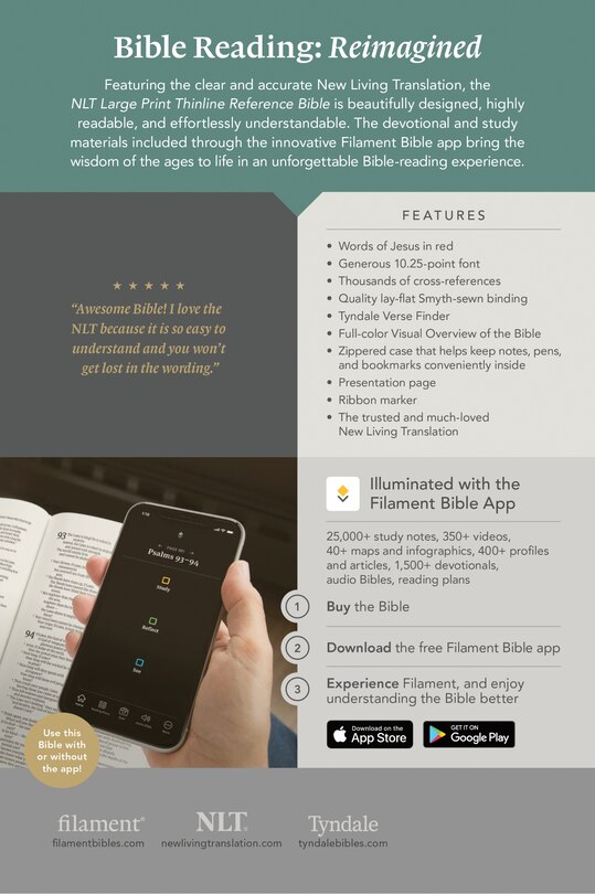 Couverture arri&egrave;re_NLT Large Print Thinline Reference Zipper Bible, Filament Enabled (LeatherLike, Black Cross, Indexed, Red Letter)