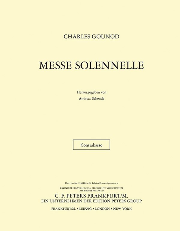 Front cover_Messe solennelle en l'honneur de Sainte Cecile (St. Cecilia Mass) (Contrabass Part
