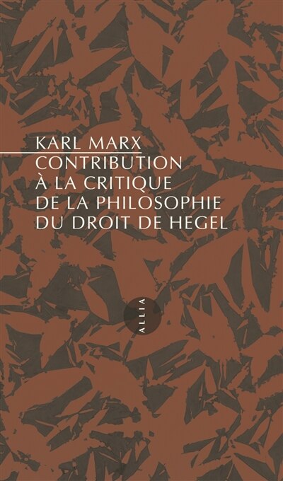 Couverture_Contribution à la critique de la philosophie du droit de Hegel